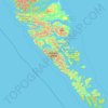 Topografische kaart Moresby Island, hoogte, reliëf