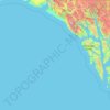 Topografische kaart Tongass National Forest, hoogte, reliëf