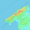 Topografische kaart Sierra de Tramontana, hoogte, reliëf