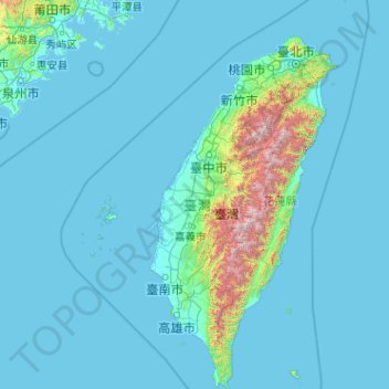 Topografische kaart 臺灣省, hoogte, reliëf