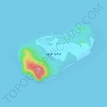 Topografische kaart Langil Island, hoogte, reliëf