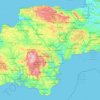 Topografische kaart Devon, hoogte, reliëf