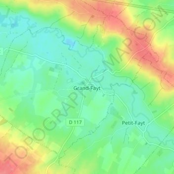 Topografische kaart Grand-Fayt, hoogte, reliëf