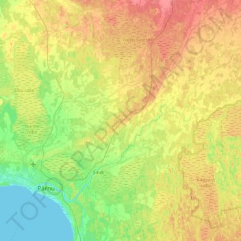 Topografische kaart Tori vald, hoogte, reliëf