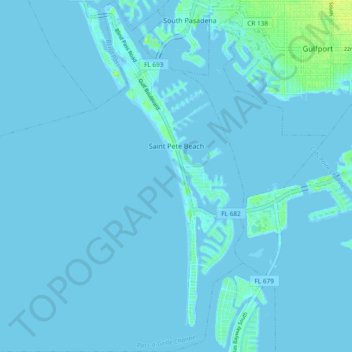 Topografische kaart Saint Pete Beach, hoogte, reliëf