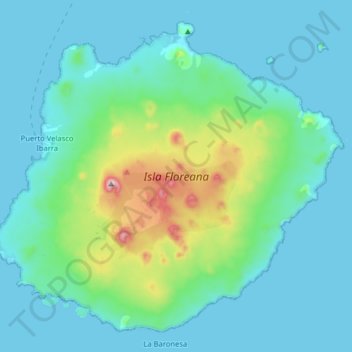 Topografische kaart Isla Floreana, hoogte, reliëf