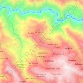 Topografische kaart Andarapa, hoogte, reliëf