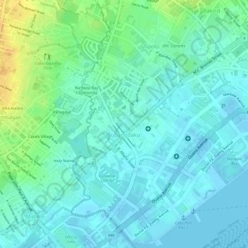 Topografische kaart Subangdaku, hoogte, reliëf