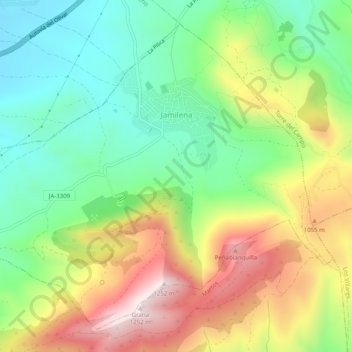 Topografische kaart Jamilena, hoogte, reliëf