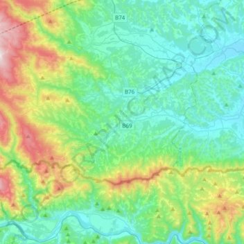Topografische kaart Eibiswald, hoogte, reliëf