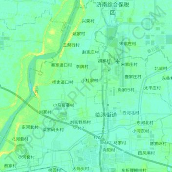 Topografische kaart Jinan City, hoogte, reliëf
