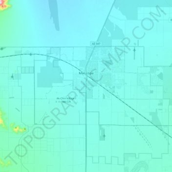 Topografische kaart Maricopa, hoogte, reliëf