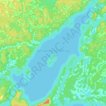 Topografische kaart Second Cranberry Lake, hoogte, reliëf