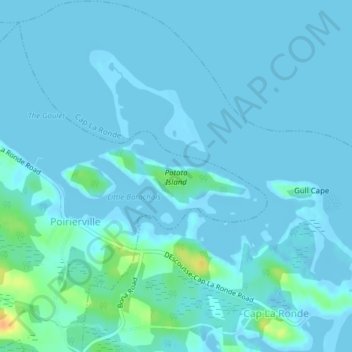 Topografische kaart Potato Island, hoogte, reliëf