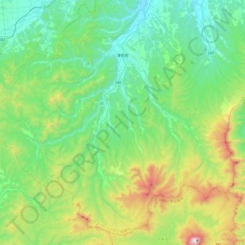 Topografische kaart Abashiri, hoogte, reliëf