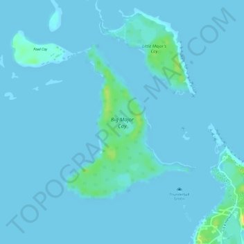 Topografische kaart Big Major Cay, hoogte, reliëf