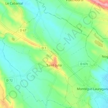 Topografische kaart Saint-Julia, hoogte, reliëf