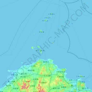 Topografische kaart Penglai District, hoogte, reliëf