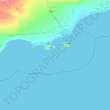 Topografische kaart Aden (gouvernement), hoogte, reliëf