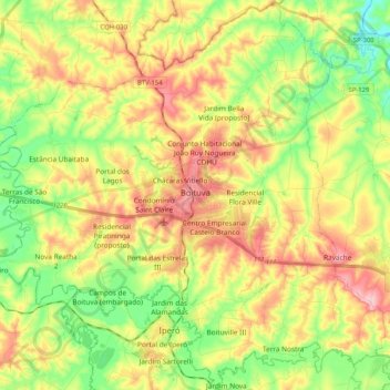 Topografische kaart Boituva, hoogte, reliëf