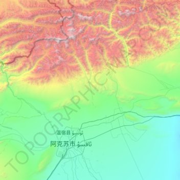 Topografische kaart Onsu County, hoogte, reliëf