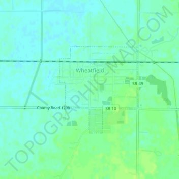 Topografische kaart Wheatfield, hoogte, reliëf