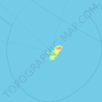 Topografische kaart Monhegan Island Plantation, hoogte, reliëf