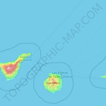Topografische kaart Las Palmas, hoogte, reliëf