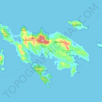 Topografische kaart Isla de Culebra, hoogte, reliëf