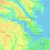 Topografische kaart James River, hoogte, reliëf