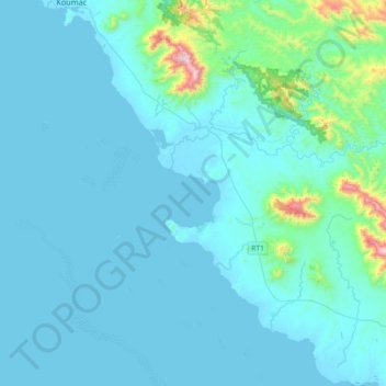 Topografische kaart Kаala-Gomen, hoogte, reliëf
