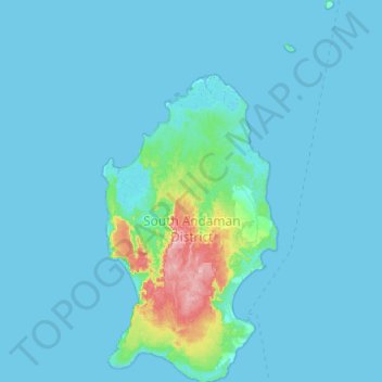 Topografische kaart Little Andaman, hoogte, reliëf