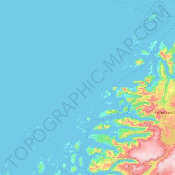 Topografische kaart Nordland, hoogte, reliëf