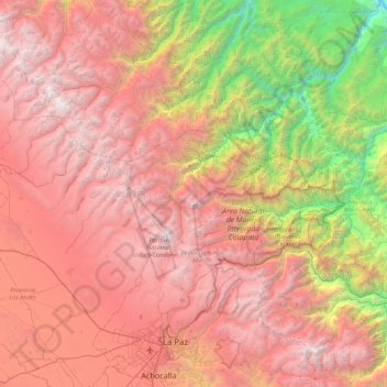 Topografische kaart La Paz, hoogte, reliëf