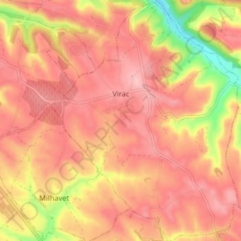 Topografische kaart Virac, hoogte, reliëf