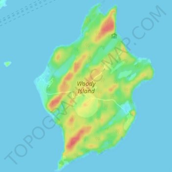 Topografische kaart Woody Island, hoogte, reliëf