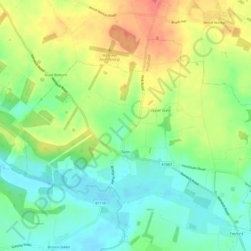 Topografische kaart Guist, hoogte, reliëf