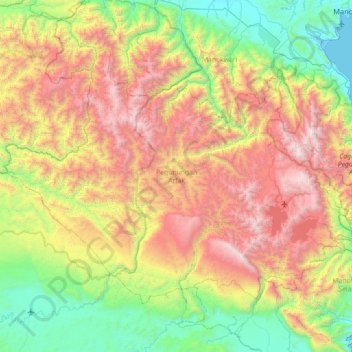 Topografische kaart Pegunungan Arfak, hoogte, reliëf