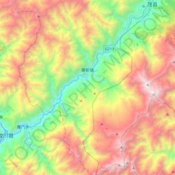 Topografische kaart Nanxin, hoogte, reliëf