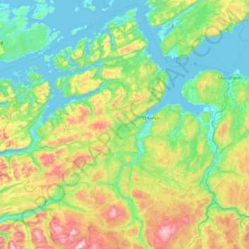 Topografische kaart Orkland, hoogte, reliëf