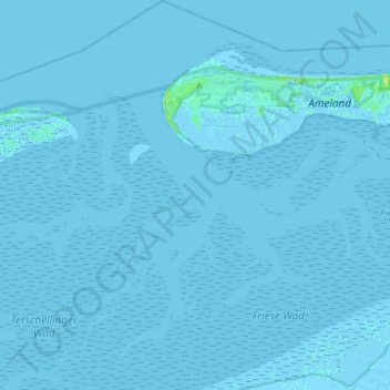 Topografische kaart Hollum, hoogte, reliëf