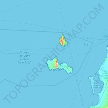 Topografische kaart Îles Égades, hoogte, reliëf