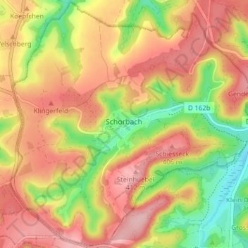 Topografische kaart Schorbach, hoogte, reliëf