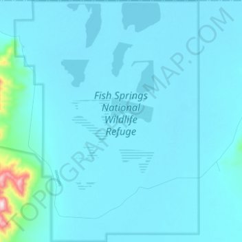 Topografische kaart Fish Springs National Wildlife Refuge, hoogte, reliëf