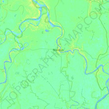 Topografische kaart Maubin, hoogte, reliëf