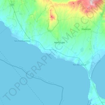 Topografische kaart Δήμος Νέας Προποντίδας, hoogte, reliëf