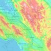 Topografische kaart Santa Clara County, hoogte, reliëf