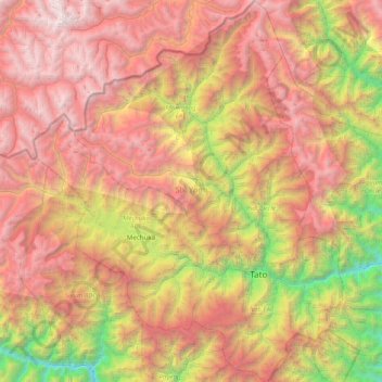 Topografische kaart Shi Yomi, hoogte, reliëf