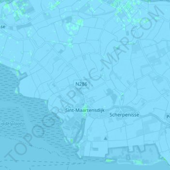 Topografische kaart Sint-Maartensdijk, hoogte, reliëf