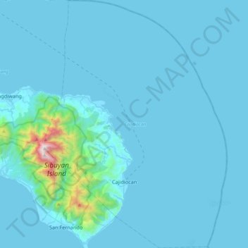 Topografische kaart Cajidiocan, hoogte, reliëf